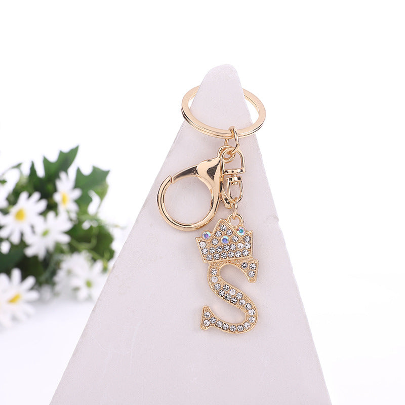 Wholesale Zinc Alloy Alphabet Rhinestone Keychain